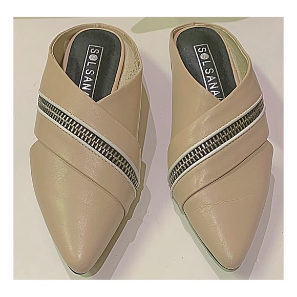 Sol Sana Mules Sandals Zip Flat Nude Mules size 36 - Picture 5 of 13